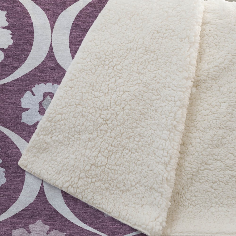 Premium Machine Washable ASB858 Eggplant 50" x 70" Sherpa Throw Blanket. Picture 2