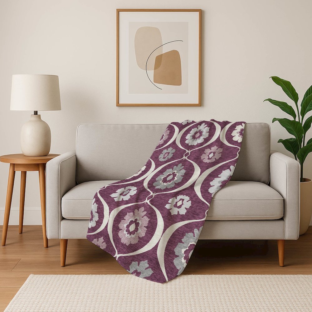 Premium Machine Washable ASB858 Eggplant 50" x 70" Sherpa Throw Blanket. Picture 5