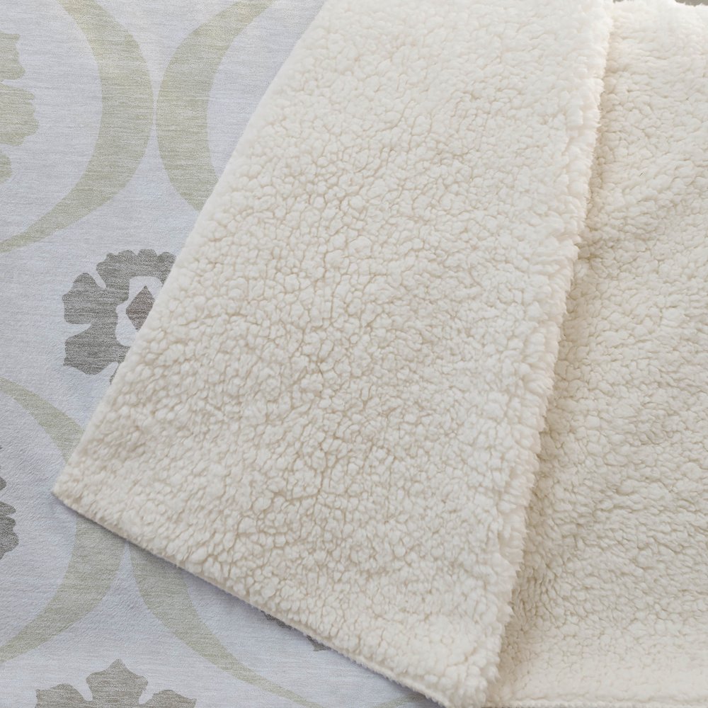 Premium Machine Washable ASB858 Ivory 50" x 70" Sherpa Throw Blanket. Picture 2