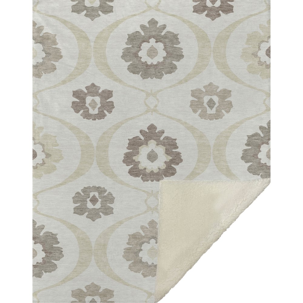 Premium Machine Washable ASB858 Ivory 50" x 70" Sherpa Throw Blanket. Picture 1