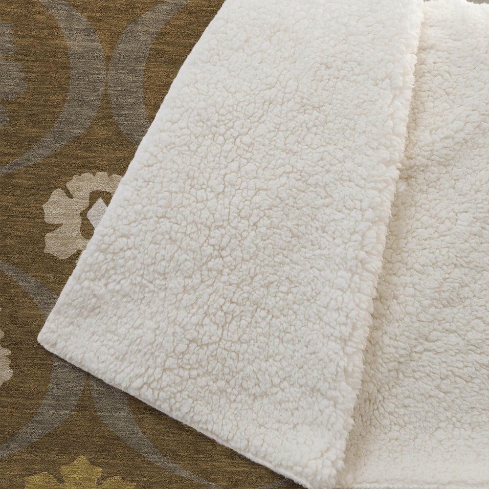 Premium Machine Washable ASB858 Mocha 50" x 70" Sherpa Throw Blanket. Picture 2