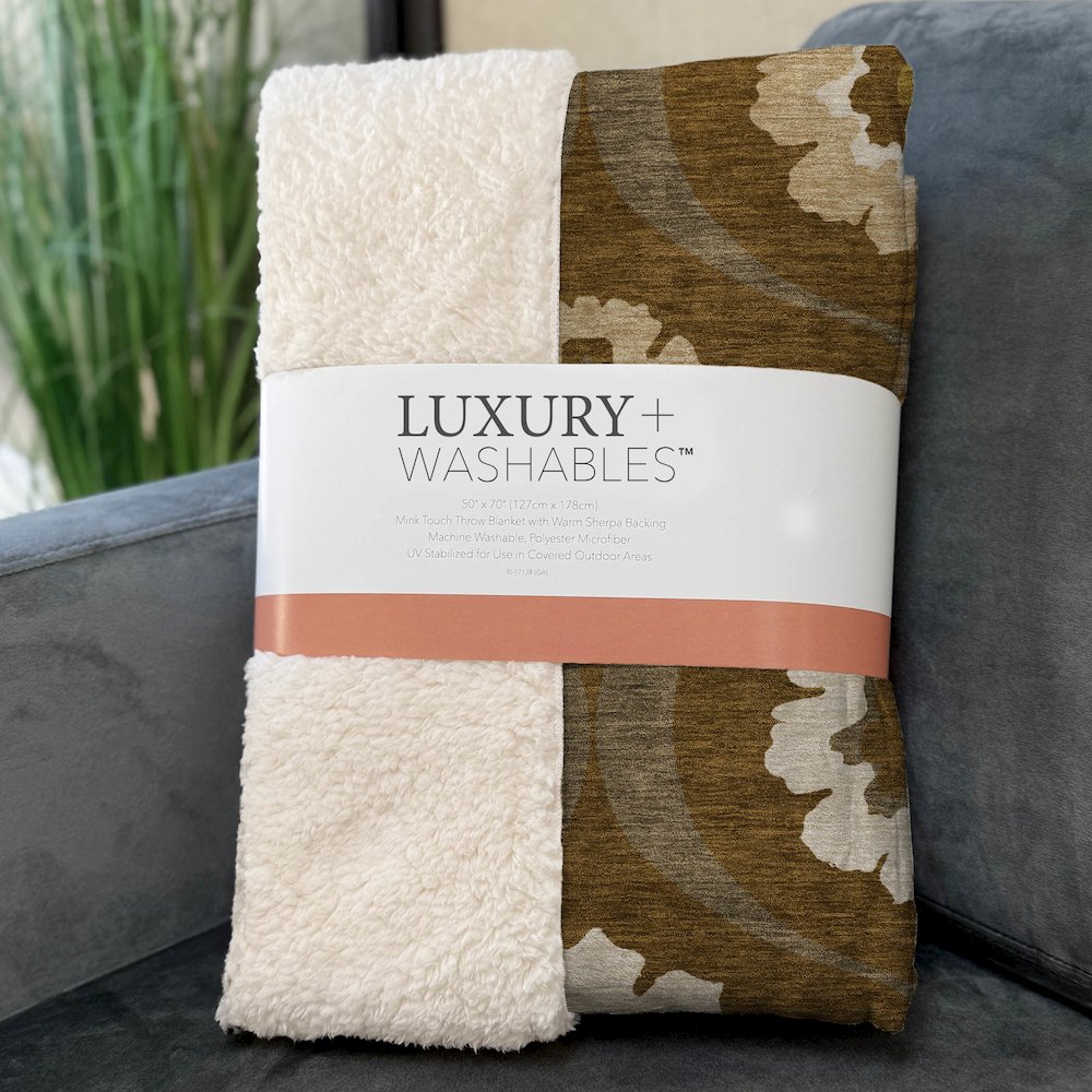 Premium Machine Washable ASB858 Mocha 50" x 70" Sherpa Throw Blanket. Picture 3
