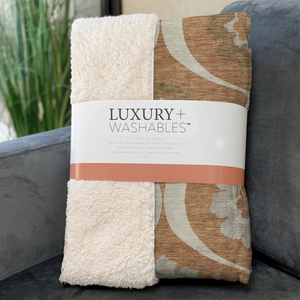 Premium Machine Washable ASB858 Paprika 50" x 70" Sherpa Throw Blanket. Picture 3
