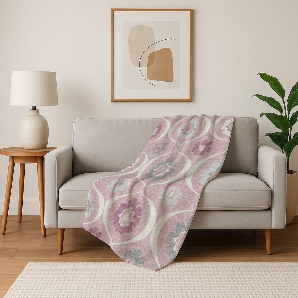 Premium Machine Washable ASB858 Pink 50" x 70" Sherpa Throw Blanket. Picture 5