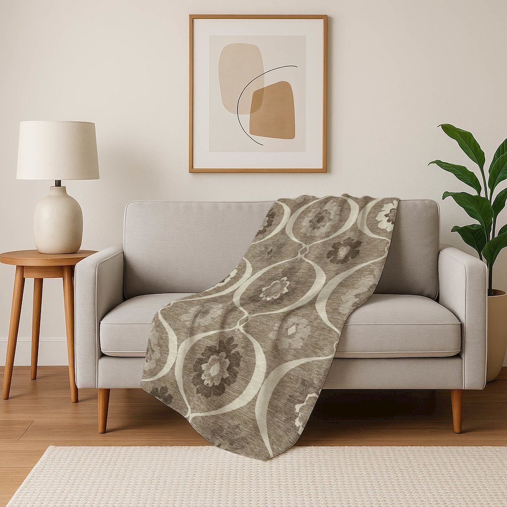 Premium Machine Washable ASB858 Taupe 50" x 70" Sherpa Throw Blanket. Picture 5