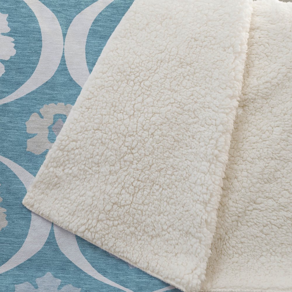 Premium Machine Washable ASB858 Teal 50" x 70" Sherpa Throw Blanket. Picture 2