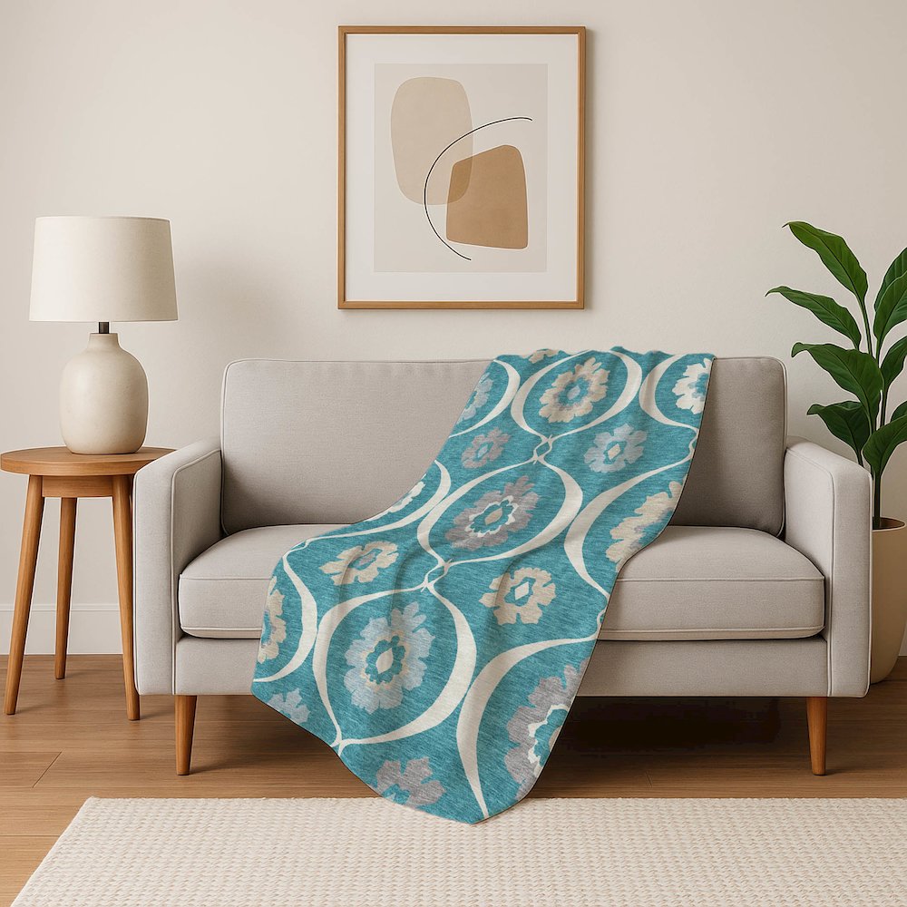 Premium Machine Washable ASB858 Teal 50" x 70" Sherpa Throw Blanket. Picture 5