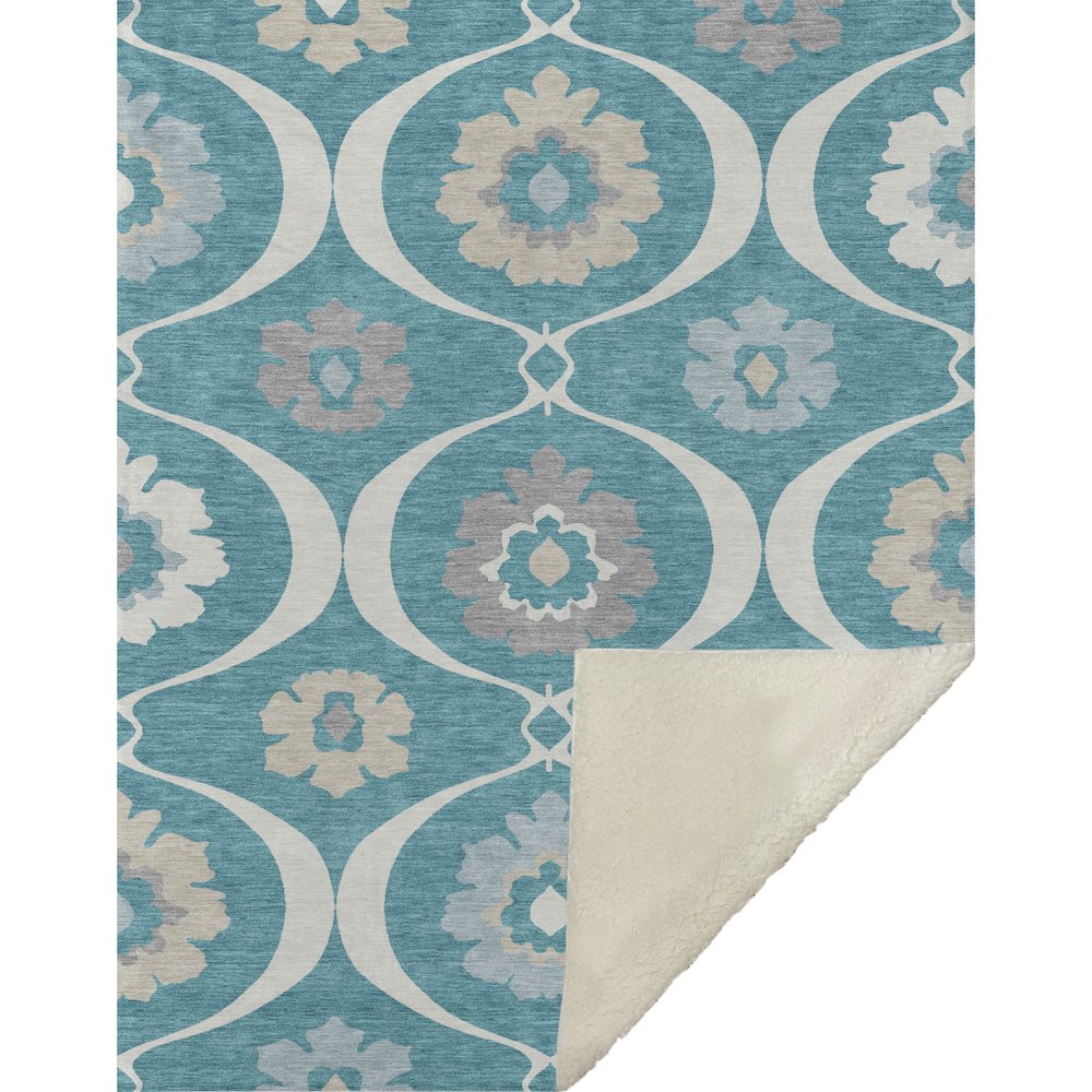 Premium Machine Washable ASB858 Teal 50" x 70" Sherpa Throw Blanket. Picture 1