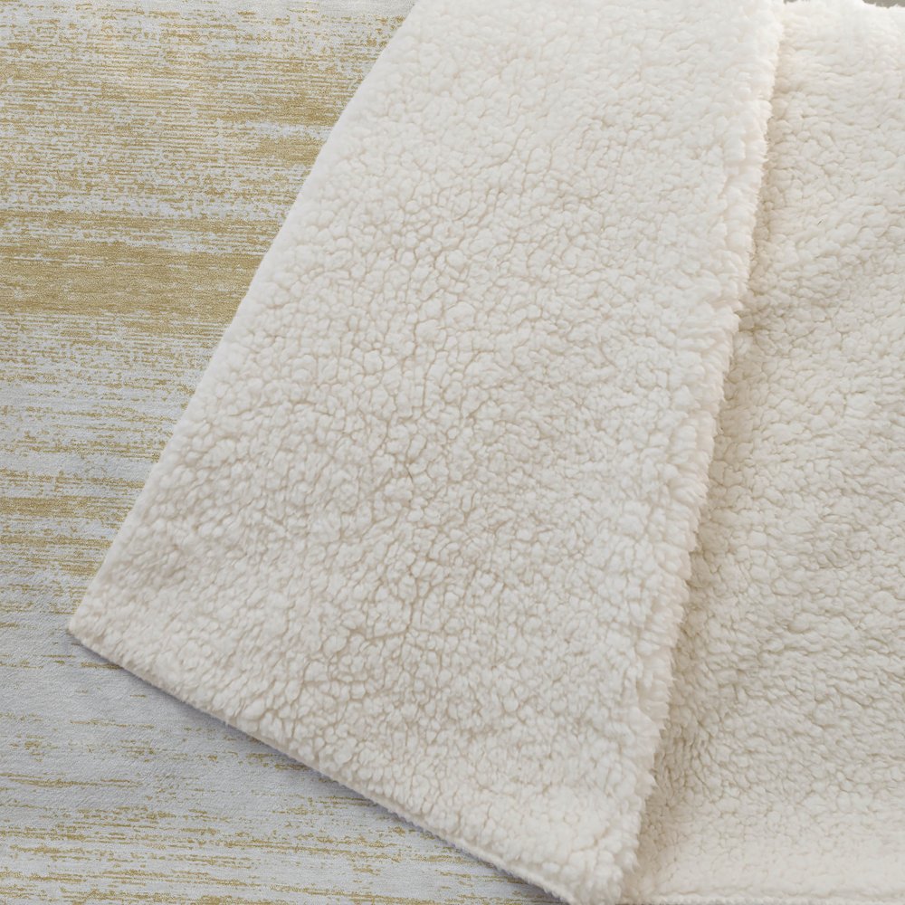 Premium Machine Washable ASB859 Gold 50" x 70" Sherpa Throw Blanket. Picture 2