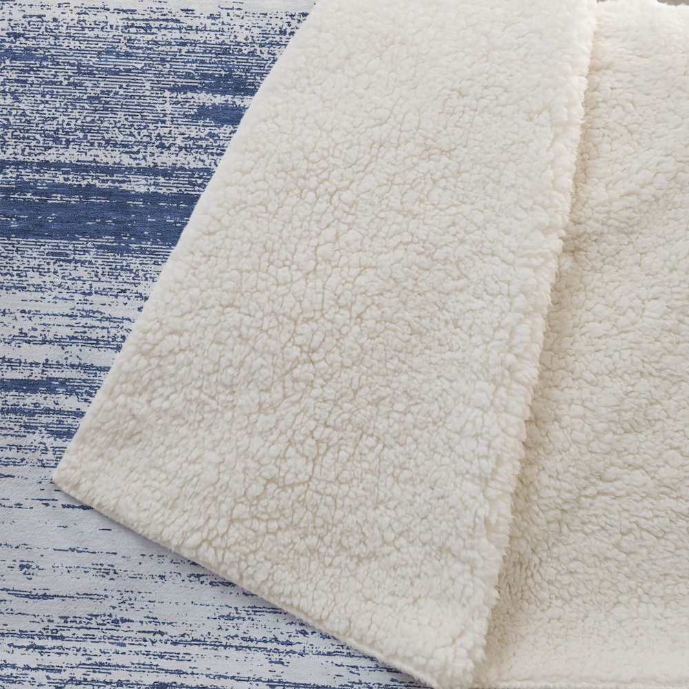 Premium Machine Washable ASB859 Navy 50" x 70" Sherpa Throw Blanket. Picture 2