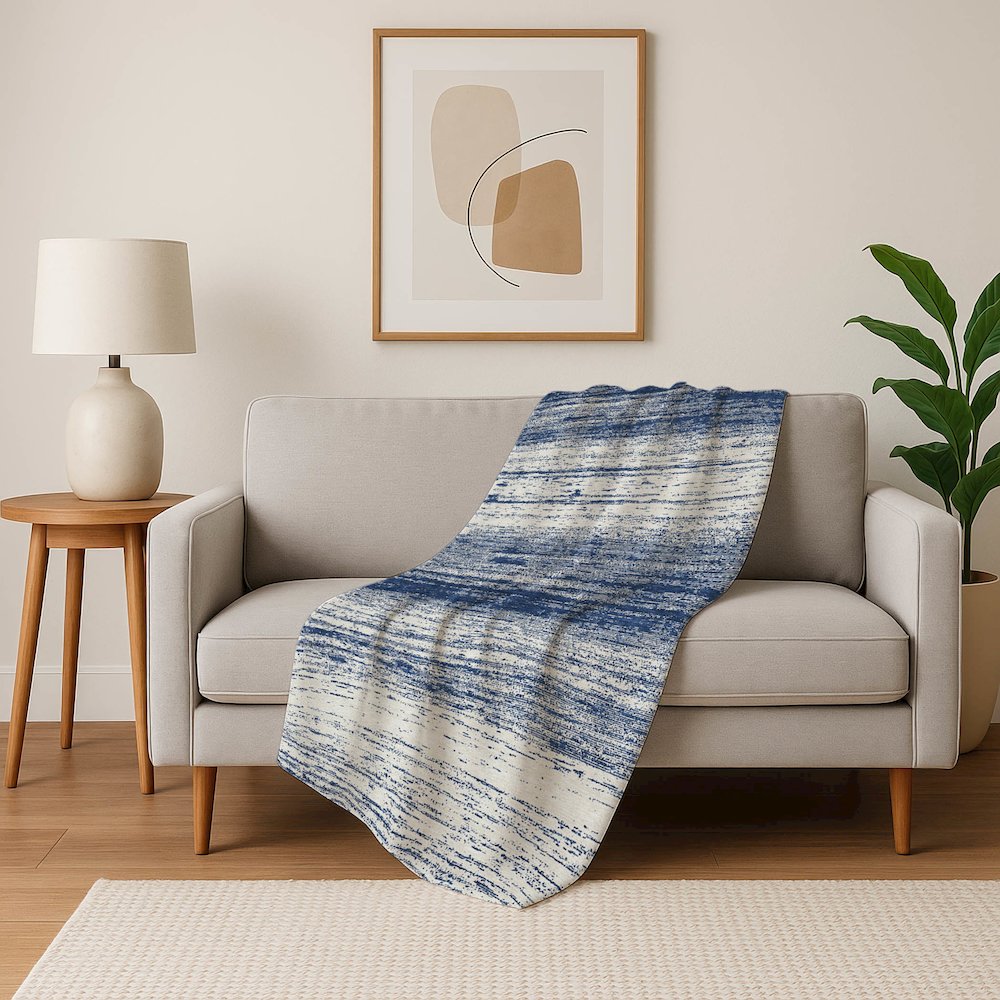 Premium Machine Washable ASB859 Navy 50" x 70" Sherpa Throw Blanket. Picture 5