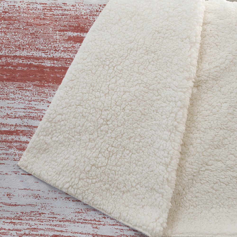 Premium Machine Washable ASB859 Red 50" x 70" Sherpa Throw Blanket. Picture 2