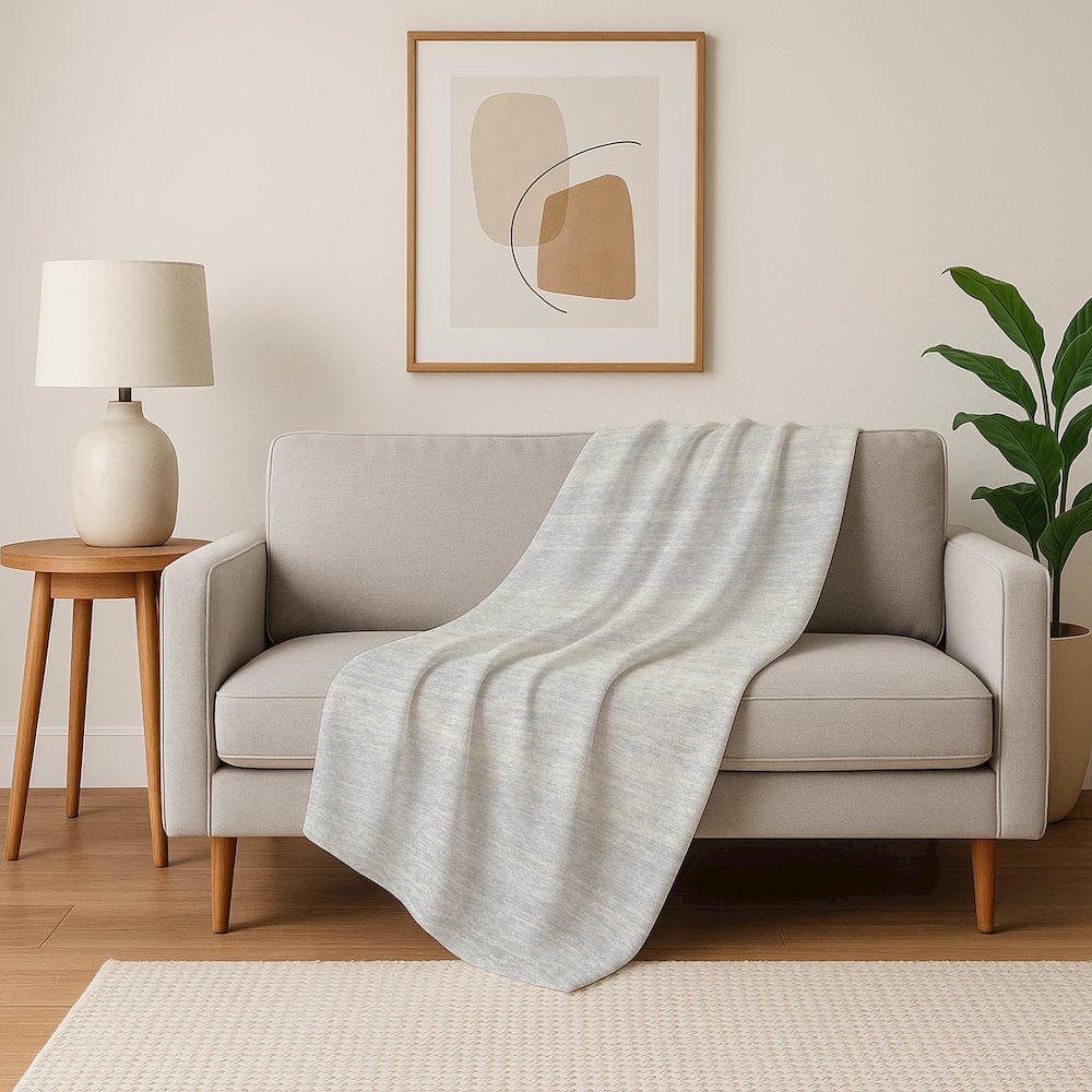 Premium Machine Washable ASB859 Silver 50" x 70" Sherpa Throw Blanket. Picture 5