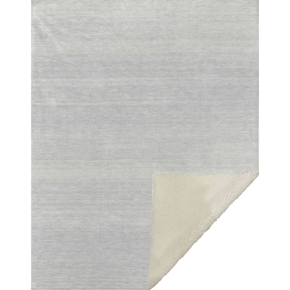 Premium Machine Washable ASB859 Silver 50" x 70" Sherpa Throw Blanket. Picture 1