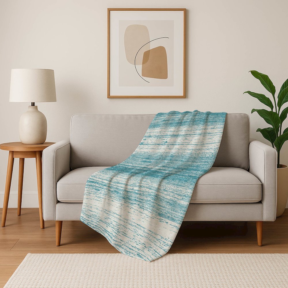 Premium Machine Washable ASB859 Teal 50" x 70" Sherpa Throw Blanket. Picture 5