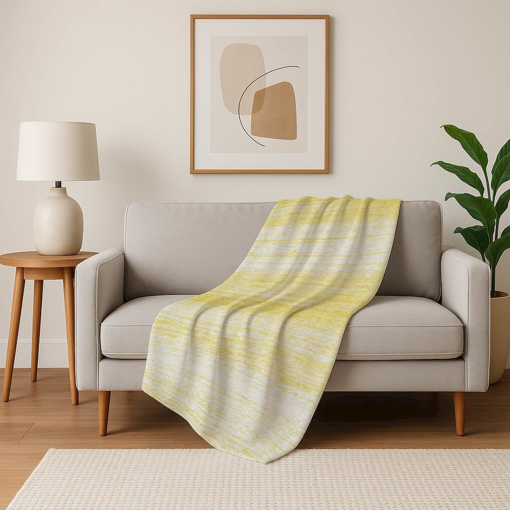 Premium Machine Washable ASB859 Yellow 50" x 70" Sherpa Throw Blanket. Picture 5