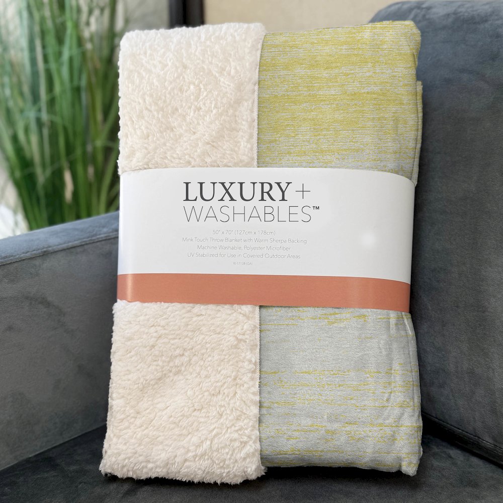Premium Machine Washable ASB859 Yellow 50" x 70" Sherpa Throw Blanket. Picture 3
