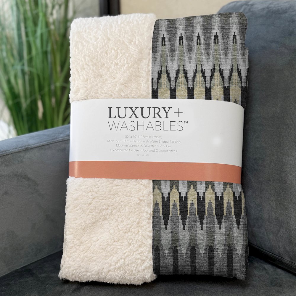 Premium Machine Washable ASB860 Charcoal 50" x 70" Sherpa Throw Blanket. Picture 3
