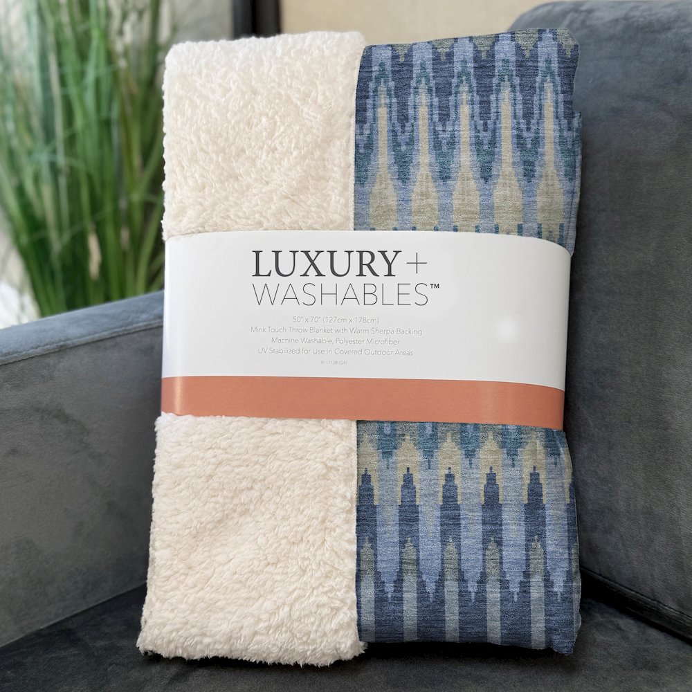 Premium Machine Washable ASB860 Denim 50" x 70" Sherpa Throw Blanket. Picture 3