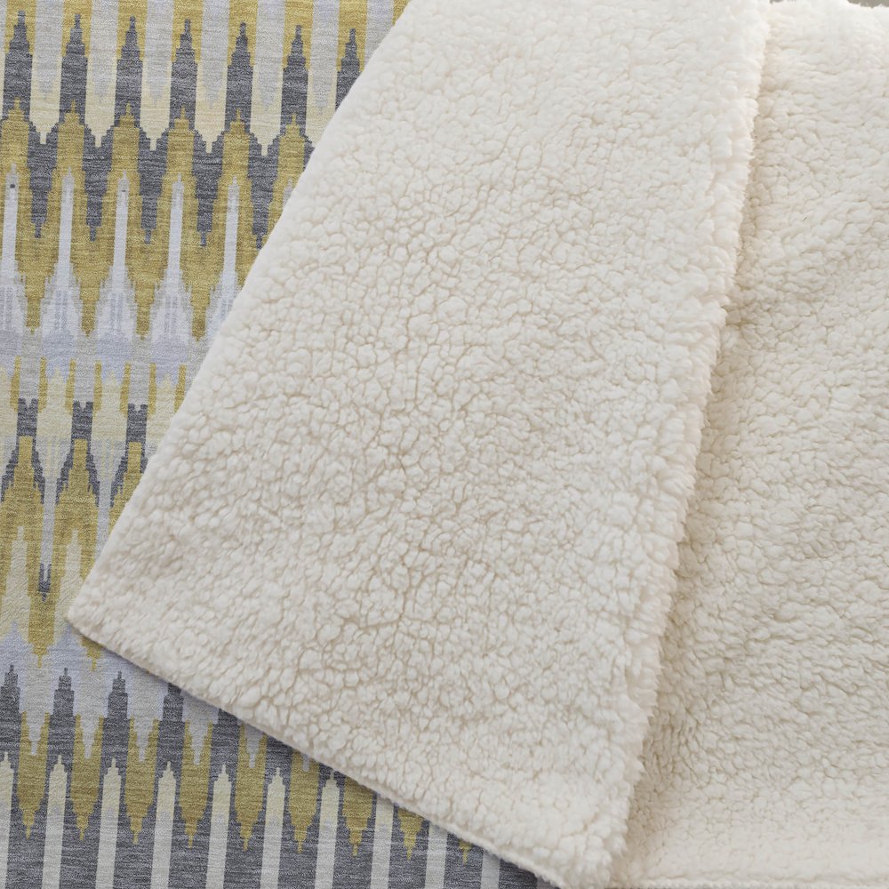 Premium Machine Washable ASB860 Gold 50" x 70" Sherpa Throw Blanket. Picture 2