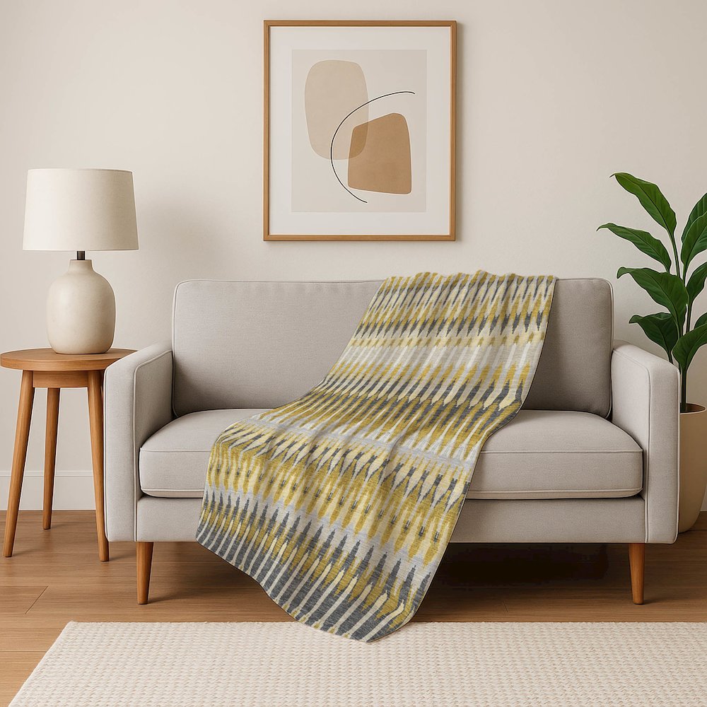Premium Machine Washable ASB860 Gold 50" x 70" Sherpa Throw Blanket. Picture 5