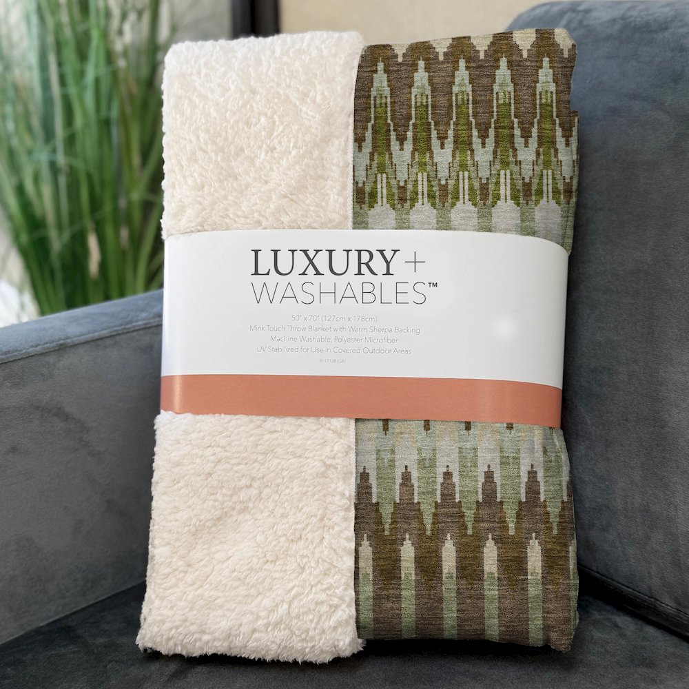 Premium Machine Washable ASB860 Green 50" x 70" Sherpa Throw Blanket. Picture 3