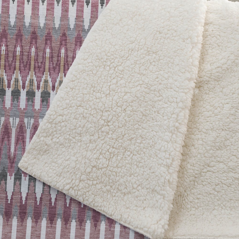 Premium Machine Washable ASB860 Mauve 50" x 70" Sherpa Throw Blanket. Picture 2