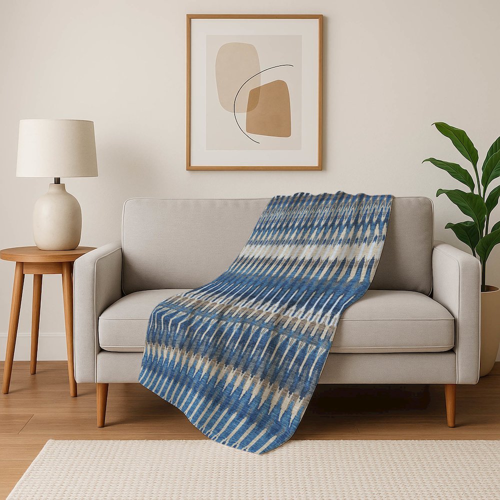 Premium Machine Washable ASB860 Navy 50" x 70" Sherpa Throw Blanket. Picture 5