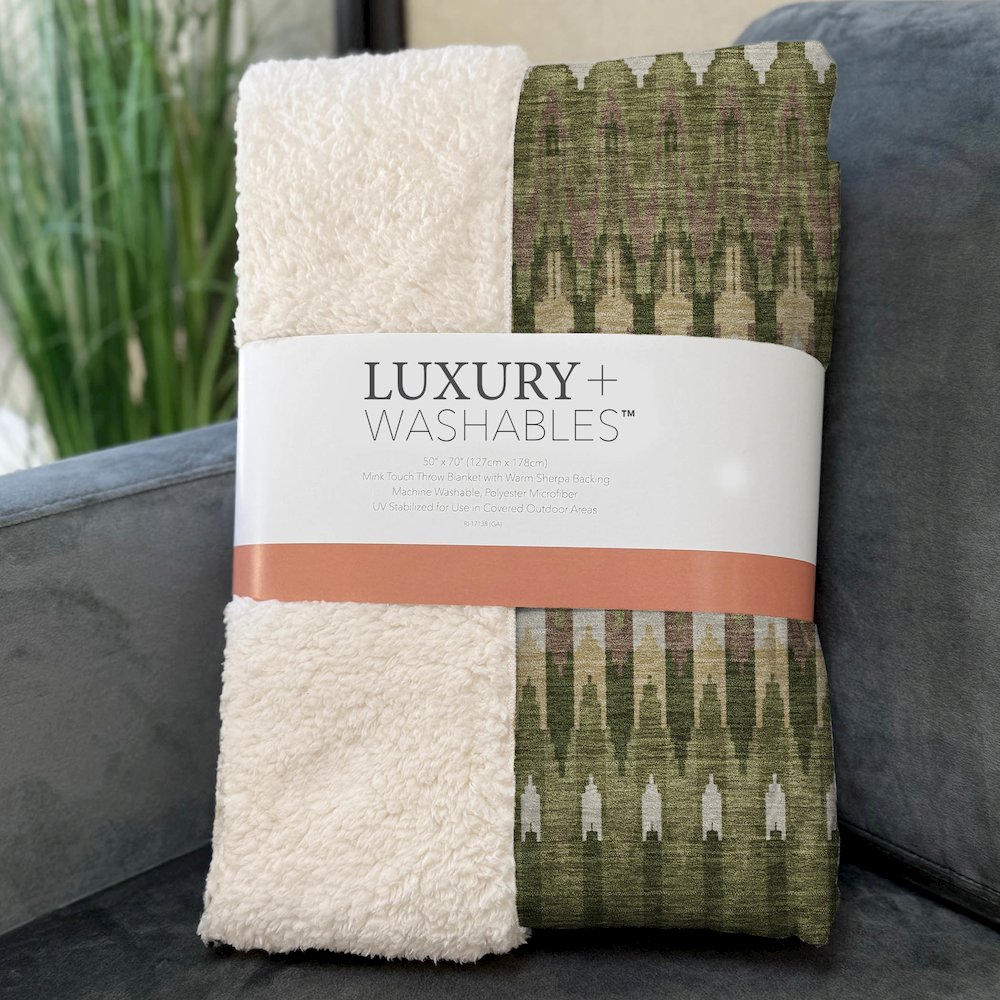Premium Machine Washable ASB860 Olive 50" x 70" Sherpa Throw Blanket. Picture 3
