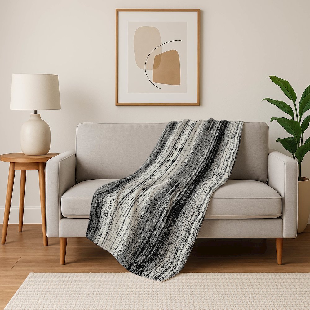 Premium Machine Washable ASB861 Black 50" x 70" Sherpa Throw Blanket. Picture 5