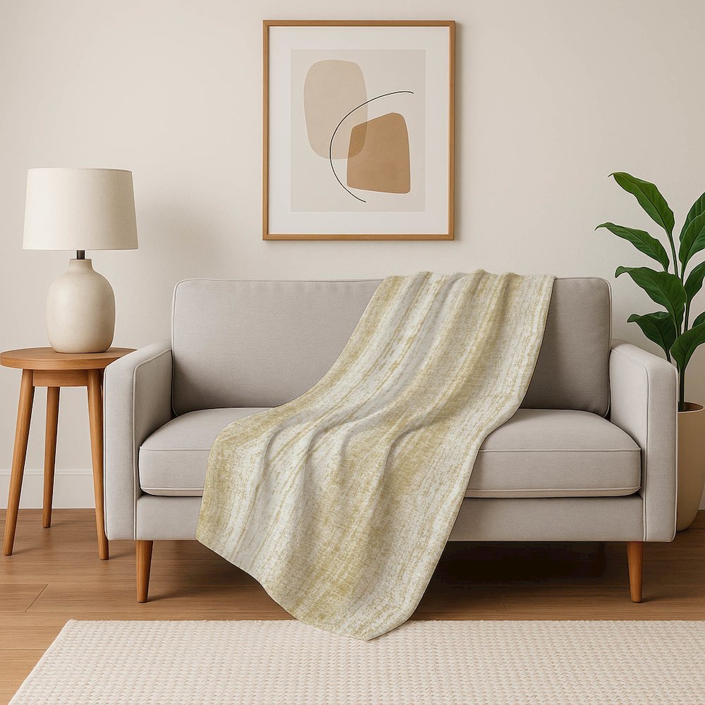 Premium Machine Washable ASB861 Gold 50" x 70" Sherpa Throw Blanket. Picture 5