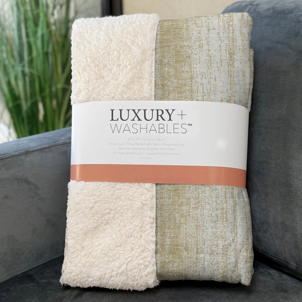 Premium Machine Washable ASB861 Gold 50" x 70" Sherpa Throw Blanket. Picture 3