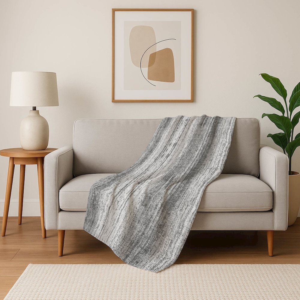 Premium Machine Washable ASB861 Gray 50" x 70" Sherpa Throw Blanket. Picture 5
