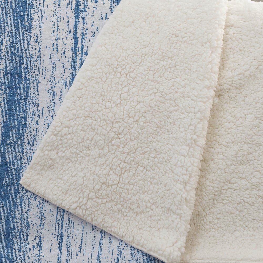 Premium Machine Washable ASB861 Navy 50" x 70" Sherpa Throw Blanket. Picture 2