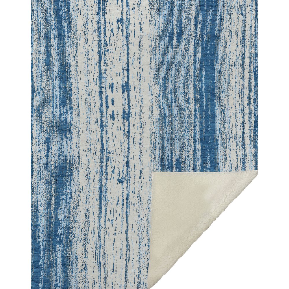 Premium Machine Washable ASB861 Navy 50" x 70" Sherpa Throw Blanket. Picture 1