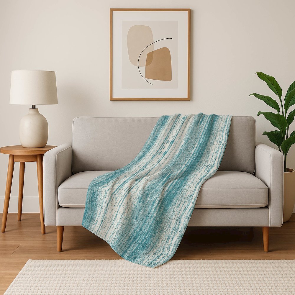 Premium Machine Washable ASB861 Teal 50" x 70" Sherpa Throw Blanket. Picture 5