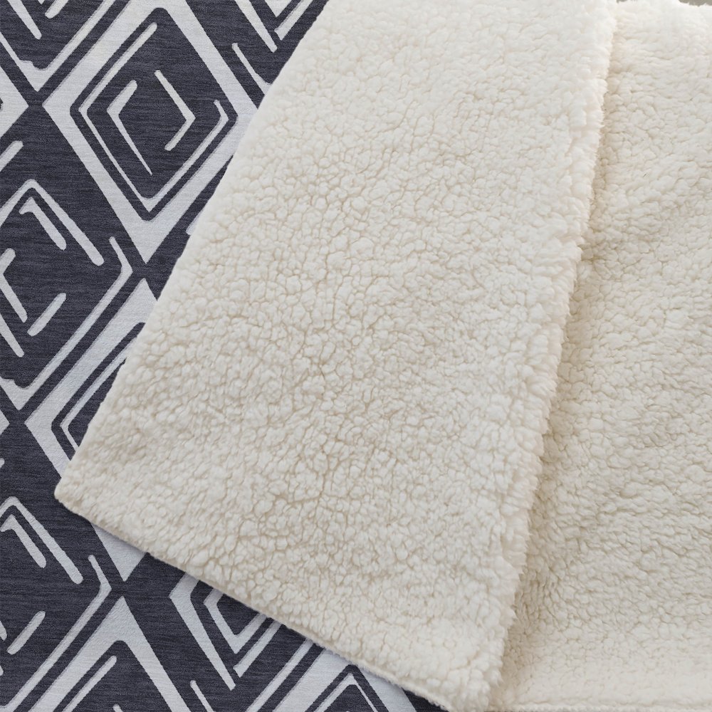 Premium Machine Washable ASB862 Black 50" x 70" Sherpa Throw Blanket. Picture 2