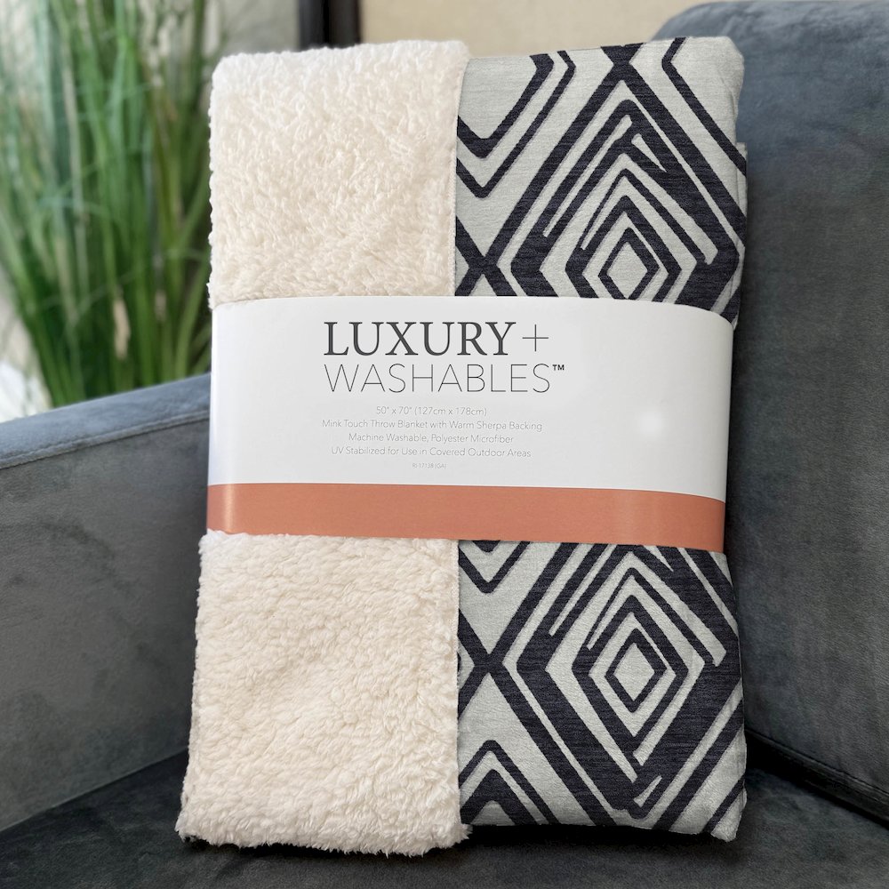 Premium Machine Washable ASB862 Black 50" x 70" Sherpa Throw Blanket. Picture 3