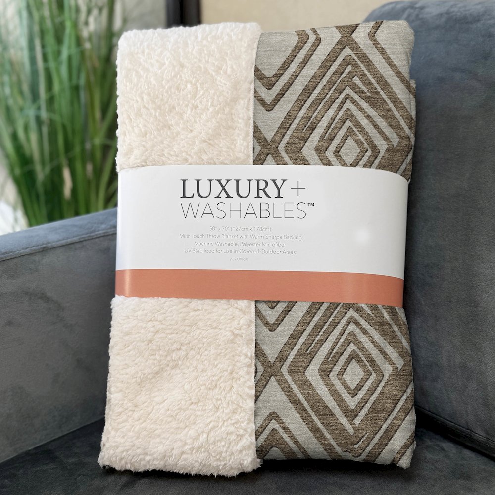 Premium Machine Washable ASB862 Brown 50" x 70" Sherpa Throw Blanket. Picture 3