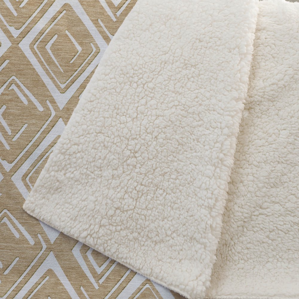 Premium Machine Washable ASB862 Gold 50" x 70" Sherpa Throw Blanket. Picture 2