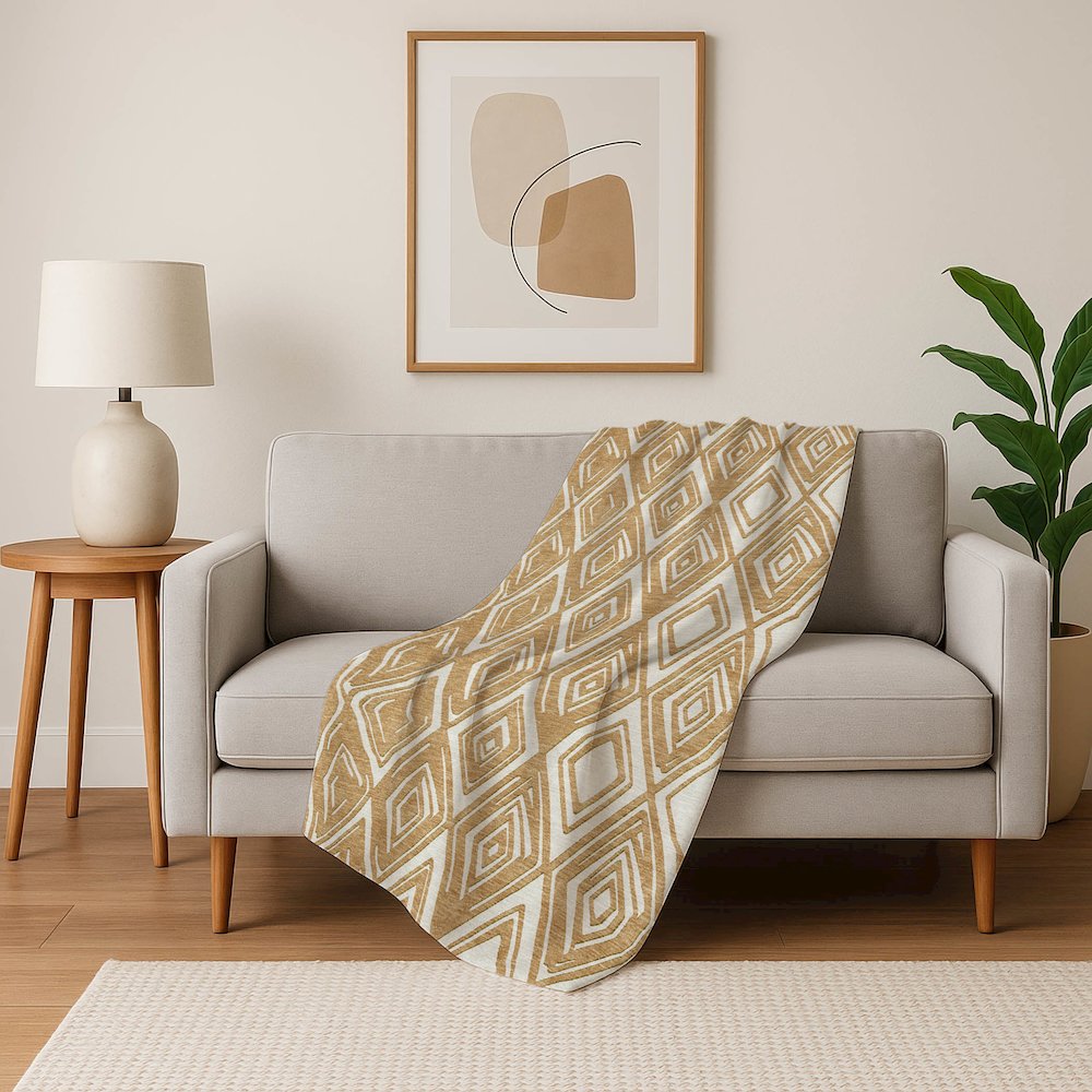 Premium Machine Washable ASB862 Gold 50" x 70" Sherpa Throw Blanket. Picture 5
