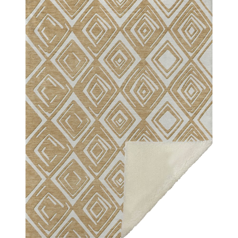 Premium Machine Washable ASB862 Gold 50" x 70" Sherpa Throw Blanket. Picture 1
