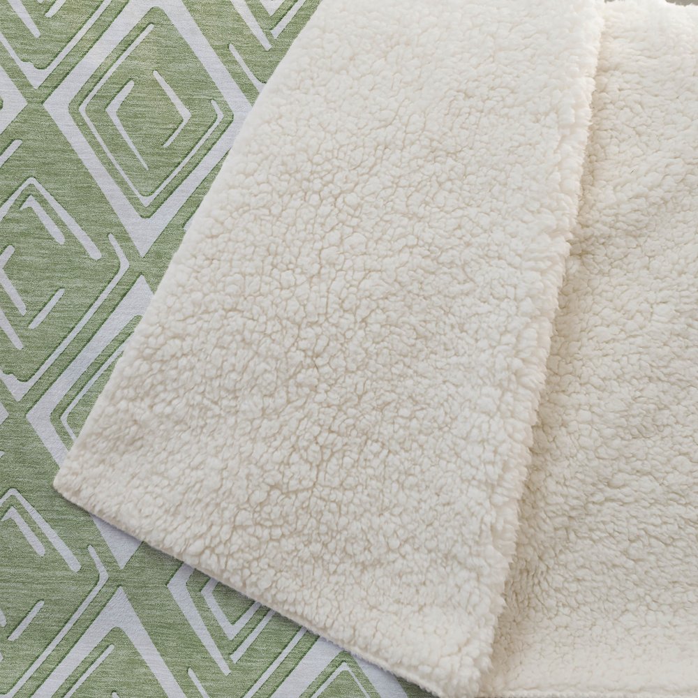 Premium Machine Washable ASB862 Green 50" x 70" Sherpa Throw Blanket. Picture 2