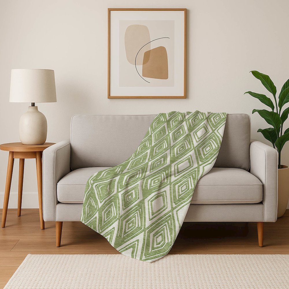 Premium Machine Washable ASB862 Green 50" x 70" Sherpa Throw Blanket. Picture 5