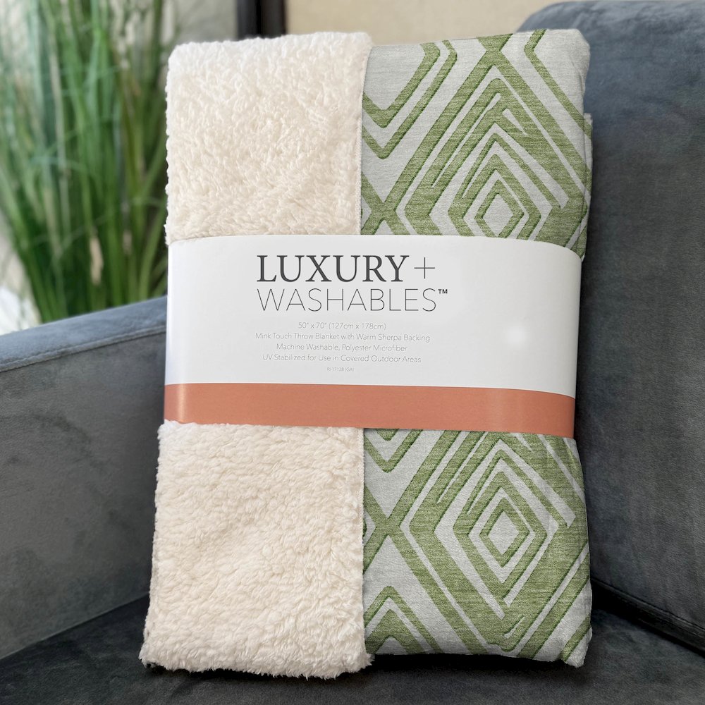 Premium Machine Washable ASB862 Green 50" x 70" Sherpa Throw Blanket. Picture 3