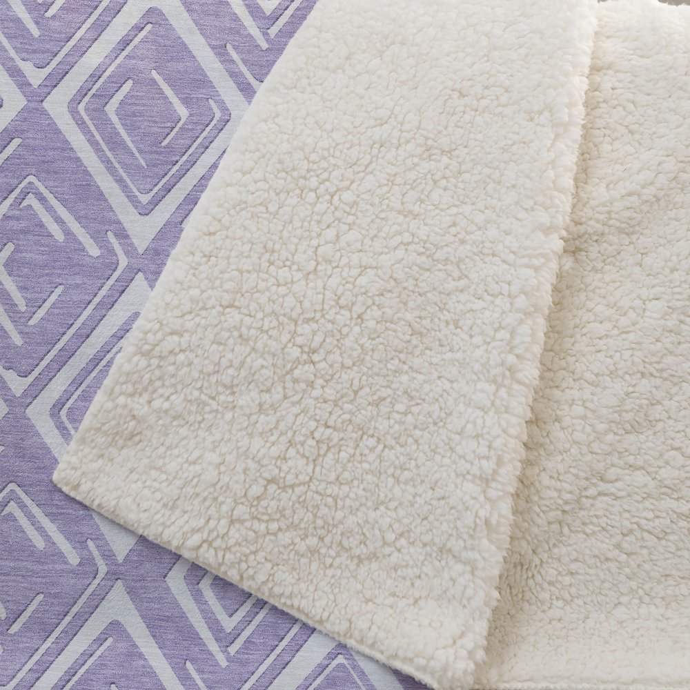 Premium Machine Washable ASB862 Lavender 50" x 70" Sherpa Throw Blanket. Picture 2