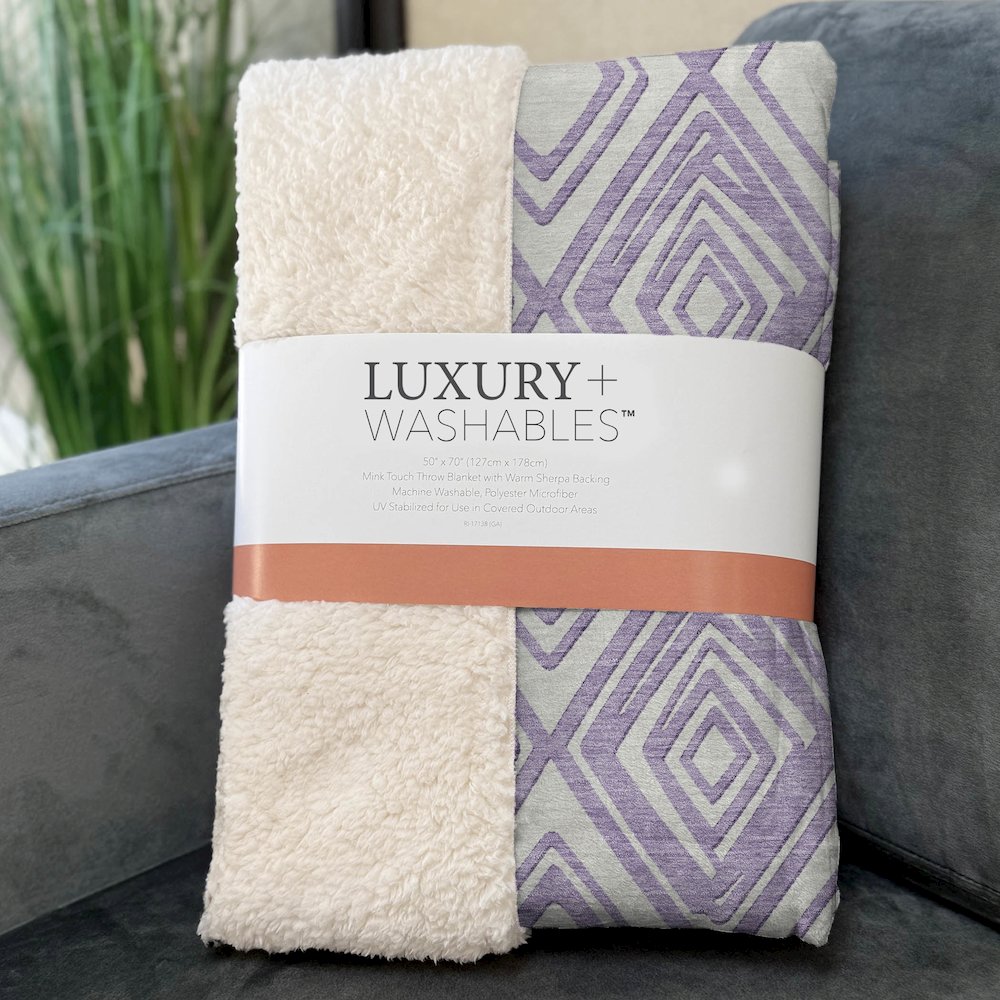 Premium Machine Washable ASB862 Lavender 50" x 70" Sherpa Throw Blanket. Picture 3
