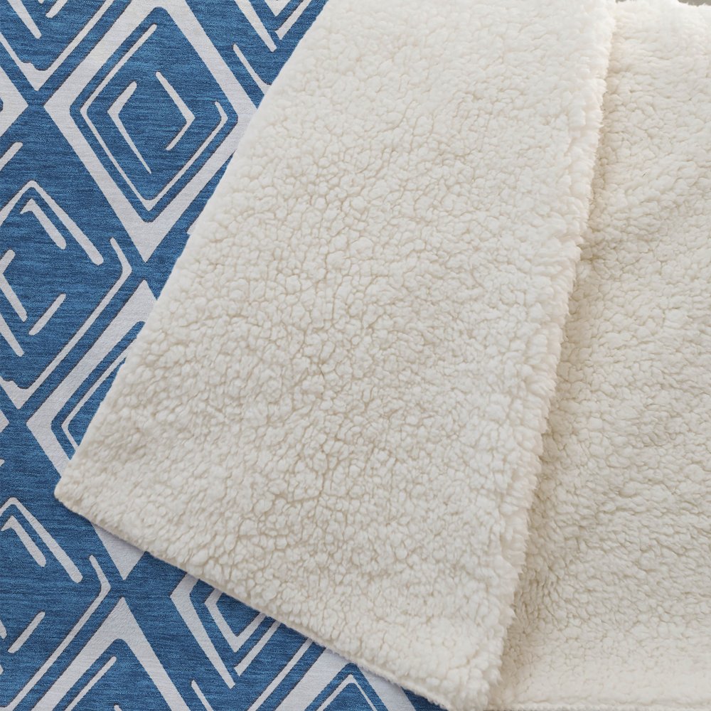 Premium Machine Washable ASB862 Navy 50" x 70" Sherpa Throw Blanket. Picture 2