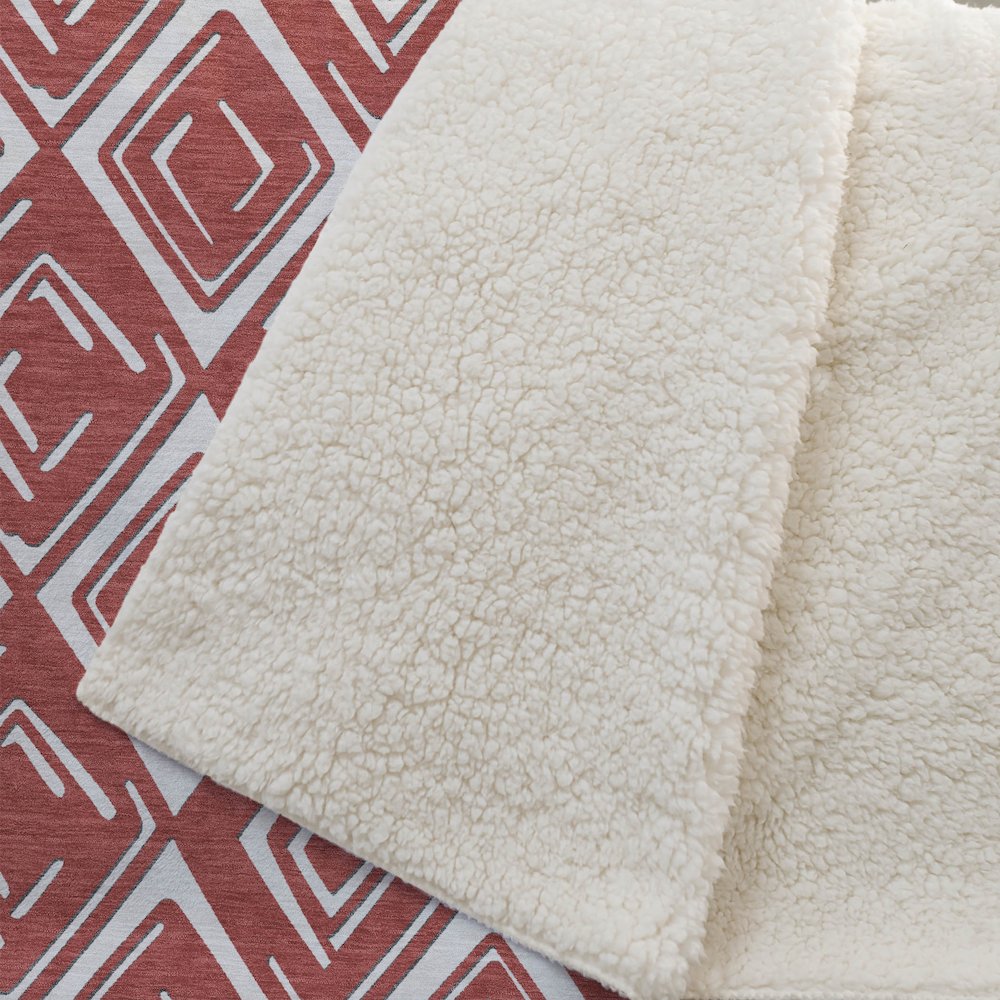 Premium Machine Washable ASB862 Red 50" x 70" Sherpa Throw Blanket. Picture 2