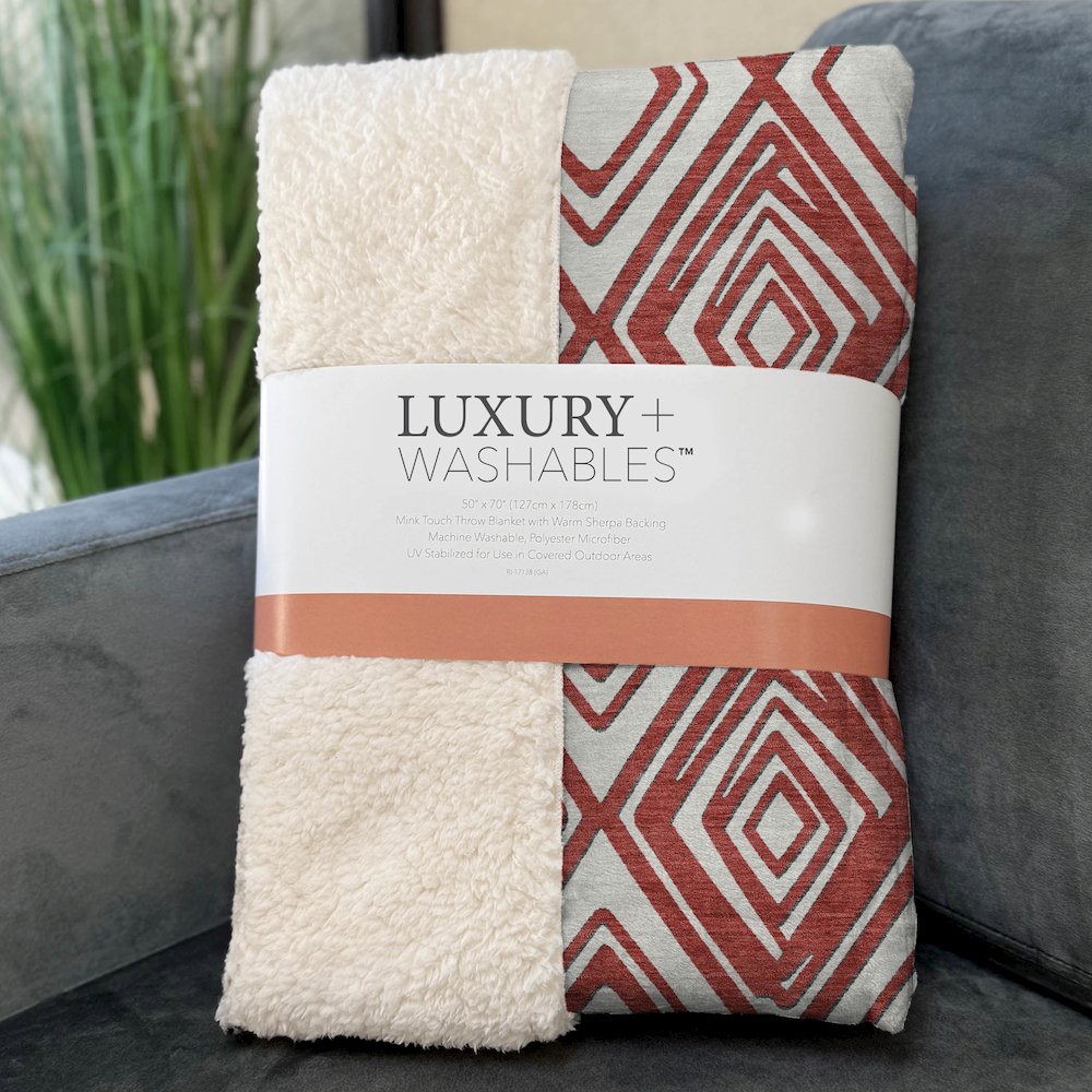 Premium Machine Washable ASB862 Red 50" x 70" Sherpa Throw Blanket. Picture 3
